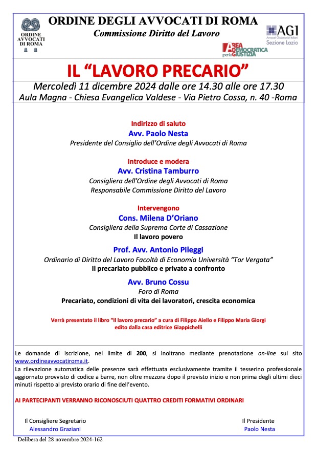 Convegno COA/AGI Lazio - IL “LAVORO PRECARIO”